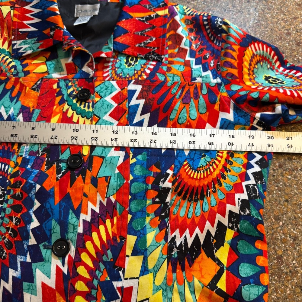 Chicos Womens Button Front Jacket‎ Maximalist Psychedelic Retro Festival Size M - Picture 7 of 8